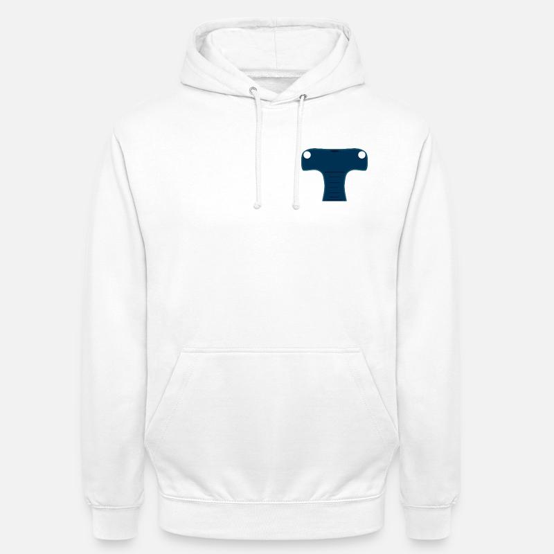 Mitternachtsblauer stilisierter Hammerhai-Kopf - Unisex Hoodie - Weiß