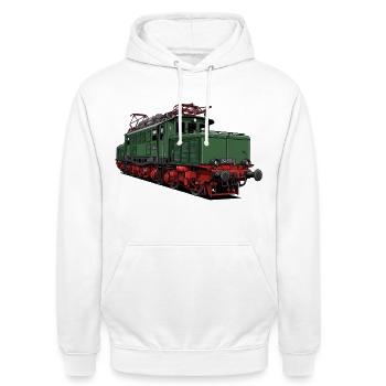 E-Lok BR 254 der DR - Unisex Hoodie - Weiß - Vorne - AI Model Male 185 dark (185cm) & AI Model Female 172 dark (172cm)