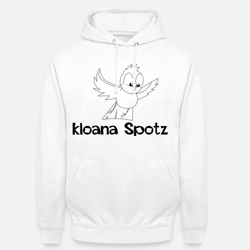 kloana Spotz-kleiner Spatz, dialecte autrichien - Sweat-shirt à capuche unisexe - blanc