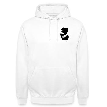 Grossesse, bébé - Sweat-shirt à capuche unisexe - blanc - Devant - AI Model Male 185 dark (185cm) & AI Model Female 172 dark (172cm)