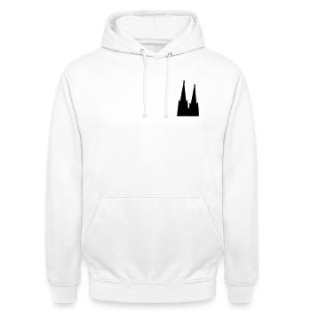 Der Kölner Dom zu Köln - Unisex Hoodie - Weiß - Vorne - AI Model Male 185 dark (185cm) & AI Model Female 172 dark (172cm)