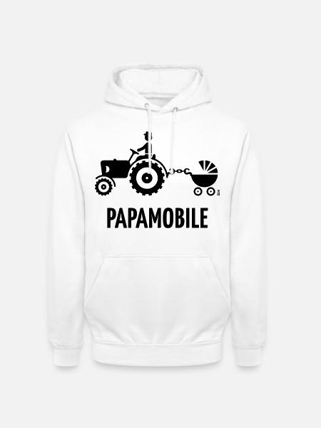 Popemobile (Traktor & Kinderwagen / Schwarz) - Unisex Hoodie - Weiß