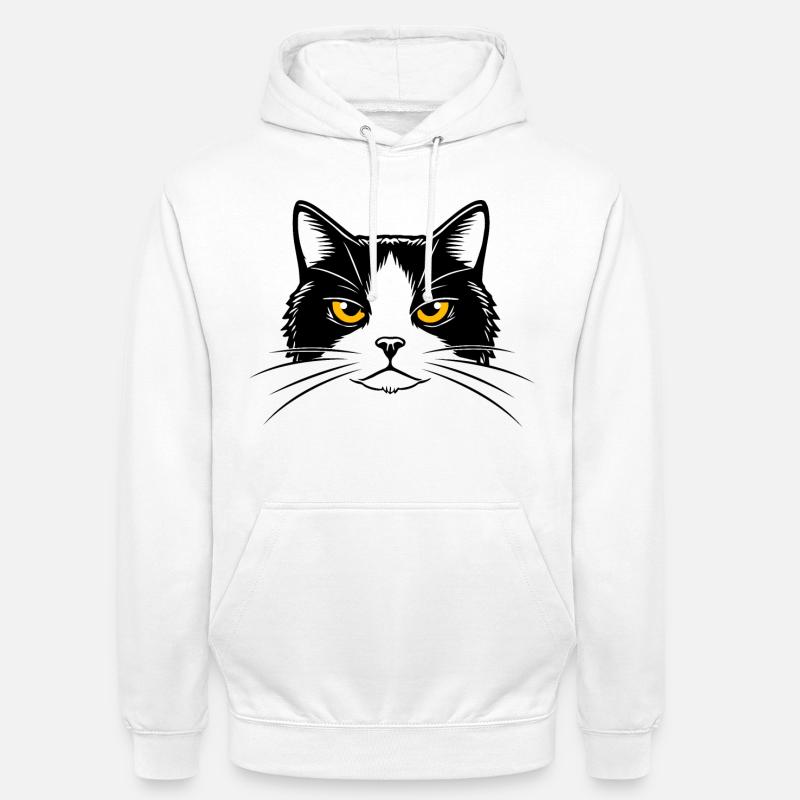Illustration d’une tête de chat. - Sweat-shirt à capuche unisexe - blanc