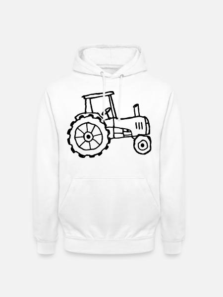 Traktor – Kindliche Kritzelzeichnung - Unisex Hoodie - Weiß