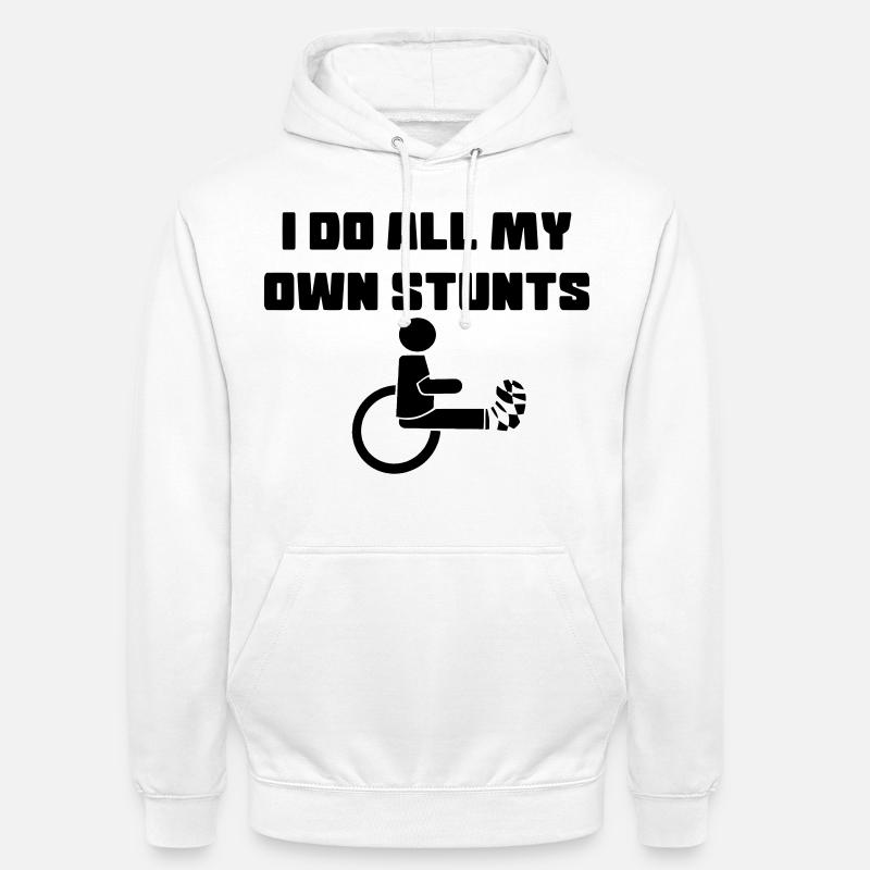 Rollstuhlfahrer mit Bein in Gips # - Unisex Hoodie - Weiß
