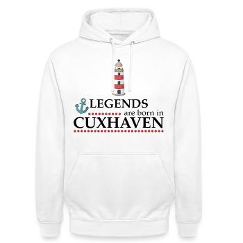 Cuxhaven - Unisex Hoodie - Weiß - Vorne - AI Model Male 185 dark (185cm) & AI Model Female 172 dark (172cm)