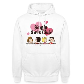 Peanuts Single Girls Club Lucy & Ihre Freundinnen - Unisex Hoodie - Weiß - Vorne - AI Model Male 185 dark (185cm) & AI Model Female 172 dark (172cm)