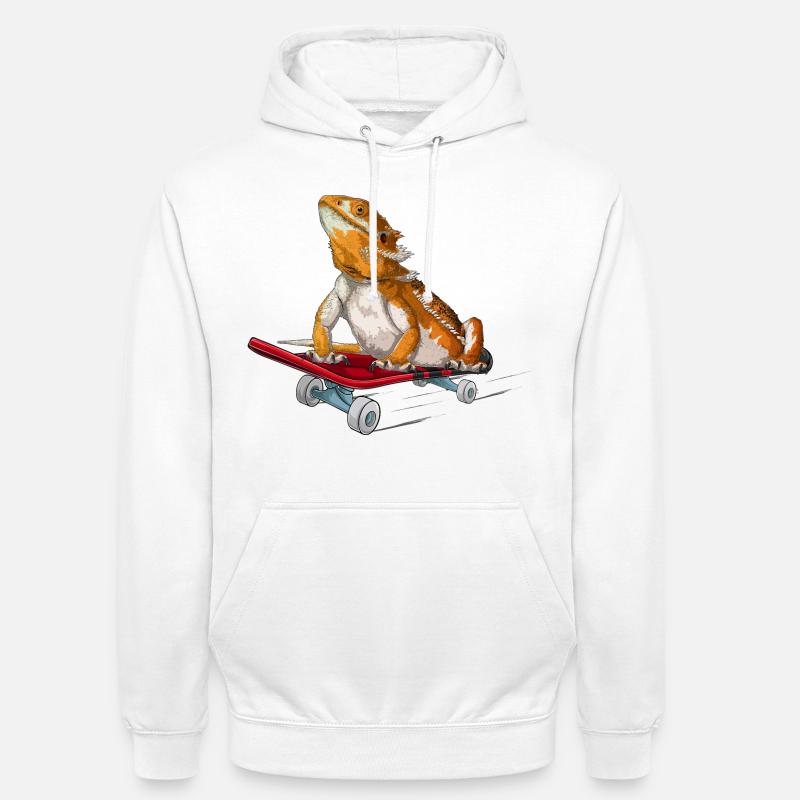 Bartdrache auf einem Skateboard - Unisex Hoodie - Weiß