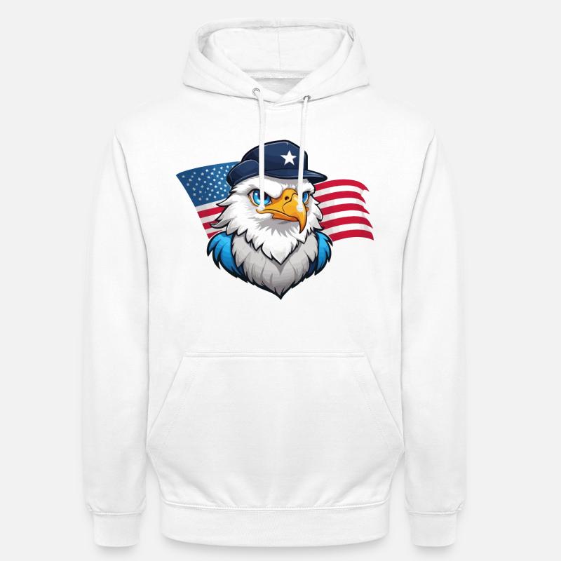 USA Eagle avec casquette d’aviateur - Sweat-shirt à capuche unisexe - blanc