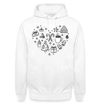 Christmas Heart X-Mas Heart Shape Christmas Time - Unisex Hoodie - white - Front - AI Model Male 185 dark (185cm) & AI Model Female 172 dark (172cm)