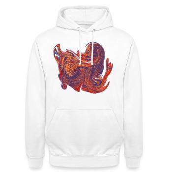 Farbwirbel-Herz Marmormuster - Unisex Hoodie - Weiß - Vorne - AI Model Male 185 dark (185cm) & AI Model Female 172 dark (172cm)