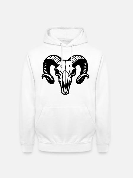 Widderkopf Schädel mit Hörnern - Rammbock - Unisex Hoodie - Weiß