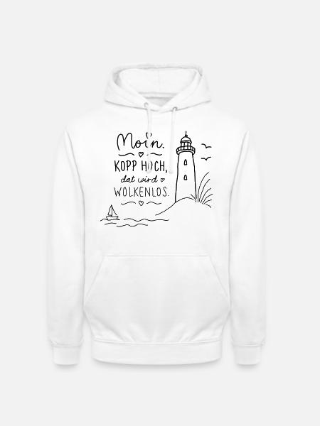 Moin Kopp Hoch Wolkenlos - Unisex Hoodie - Weiß