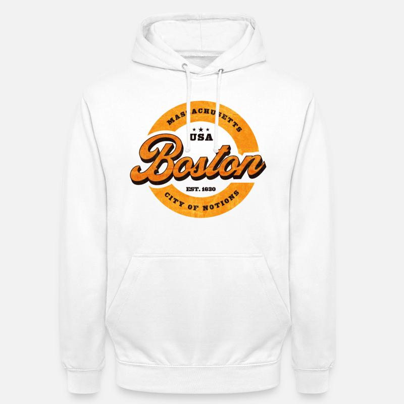 Impression du logo Boston Retro Circle - Sweat-shirt à capuche unisexe - blanc