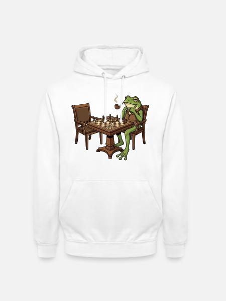 Frosch spielt Schach - Unisex Hoodie - Weiß