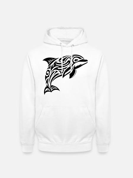 Marsouin commun tribal - Sweat-shirt à capuche unisexe - blanc
