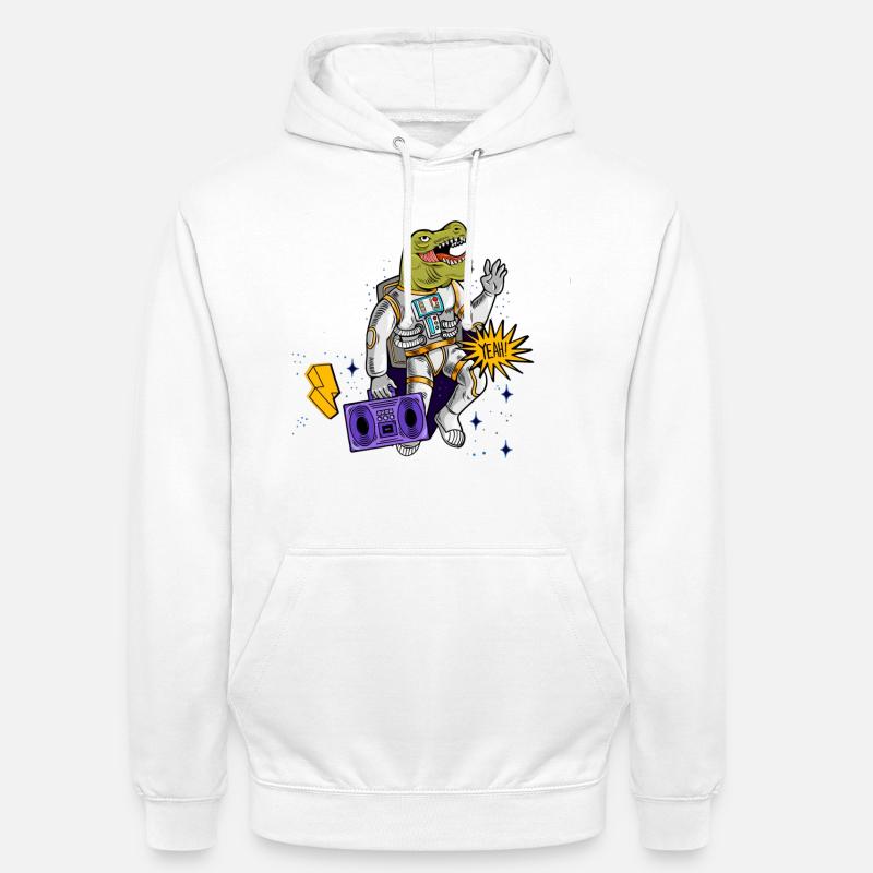Dino Astronaut avec magnétophone à cassettes - Sweat-shirt à capuche unisexe - blanc