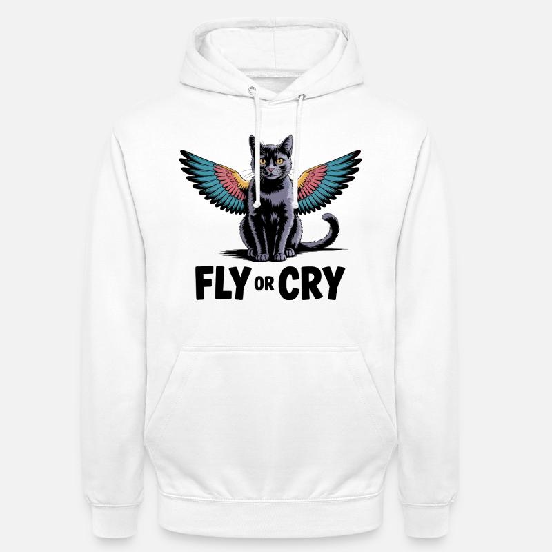 Fliege oder rufe Katze - Unisex Hoodie - Weiß