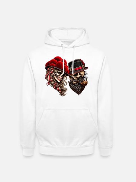 Schwarzwald Liebe – Totenkopf Paar - Unisex Hoodie - Weiß