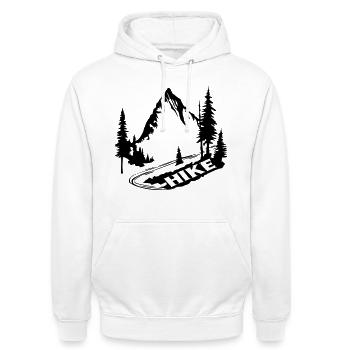 Wanderweg [Schwarz] - Unisex Hoodie - Weiß - Vorne - AI Model Male 185 dark (185cm) & AI Model Female 172 dark (172cm)