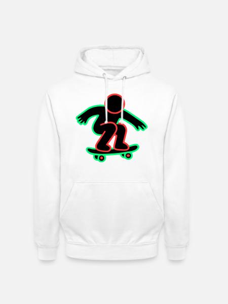 Neon Skateboarder Line Art - Unisex Hoodie - white