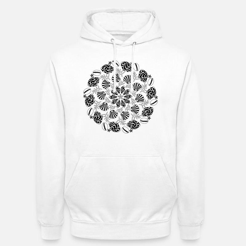 Shell Mandala noir et blanc - Sweat-shirt à capuche unisexe - blanc
