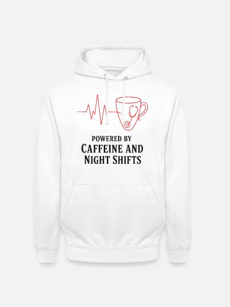 Kaffee und Nachtschichten - Unisex Hoodie - Weiß