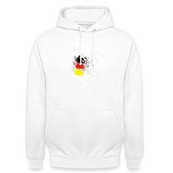 Deutschlandflagge Spray Style - Unisex Hoodie - Weiß - Vorne - AI Model Male 185 dark (185cm) & AI Model Female 172 dark (172cm)