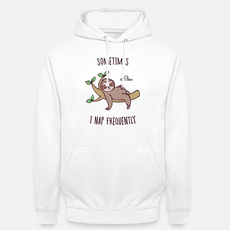 Sleeping Sloth Déclaration Jungle animale fatiguée - Sweat-shirt à capuche unisexe - blanc