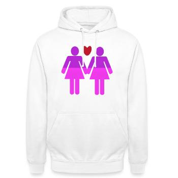Lgbt Herz Gleichgeschlechtliche Partnerschaft - Unisex Hoodie - Weiß - Vorne - AI Model Male 185 dark (185cm) & AI Model Female 172 dark (172cm)