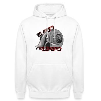 Turbolader All Day – Turbo Boost Tuning - Unisex Hoodie - Weiß - Vorne - AI Model Male 185 dark (185cm) & AI Model Female 172 dark (172cm)
