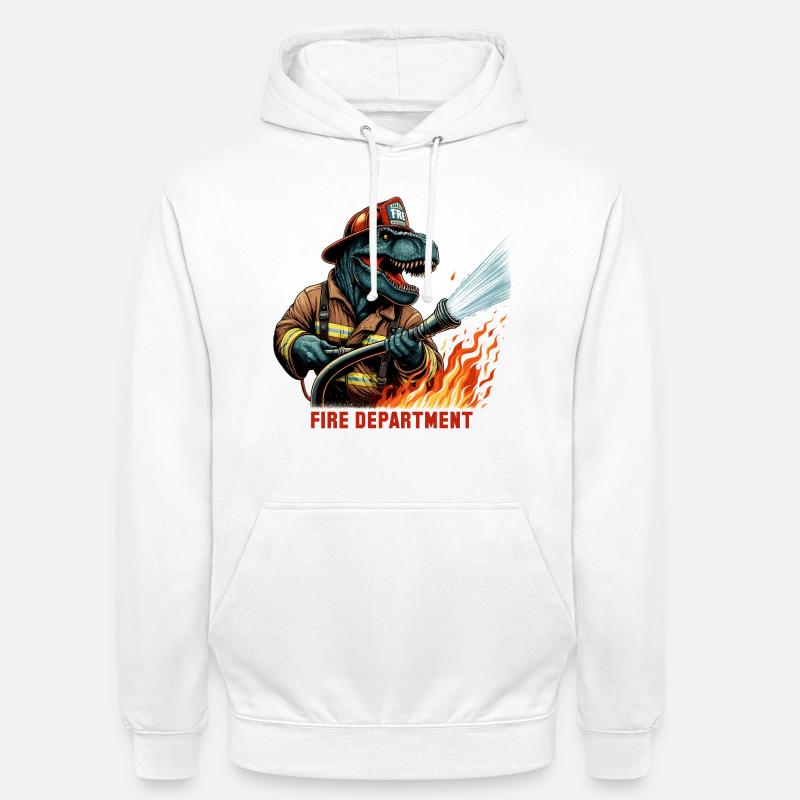 Pompier T-Rex cadeau - Sweat-shirt à capuche unisexe - blanc