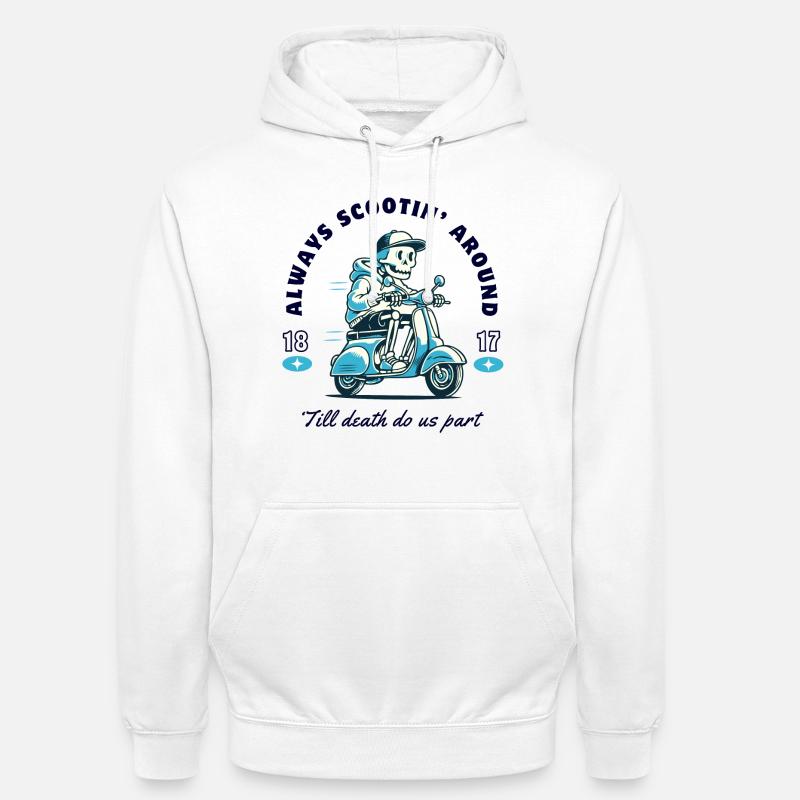 Skeleton sur la conception du scooter - Sweat-shirt à capuche unisexe - blanc