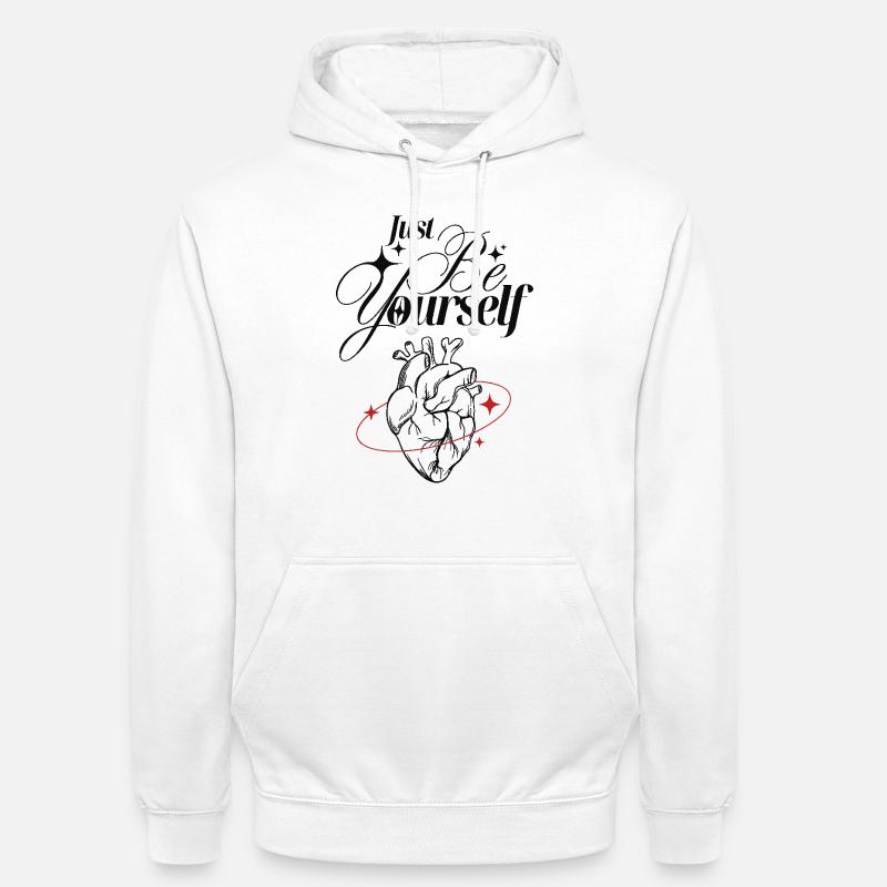 Soyez simplement vous-même – Cœur et lettrage - Sweat-shirt à capuche unisexe - blanc