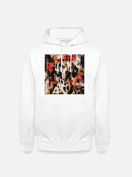 Dalmatiner im abstrakten Farbspiel - Unisex Hoodie - Weiß