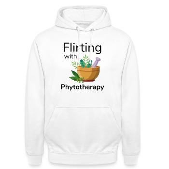 Kräuterkundige flirtet mit Phytotherapeut - Unisex Hoodie - Weiß - Vorne - AI Model Male 185 dark (185cm) & AI Model Female 172 dark (172cm)