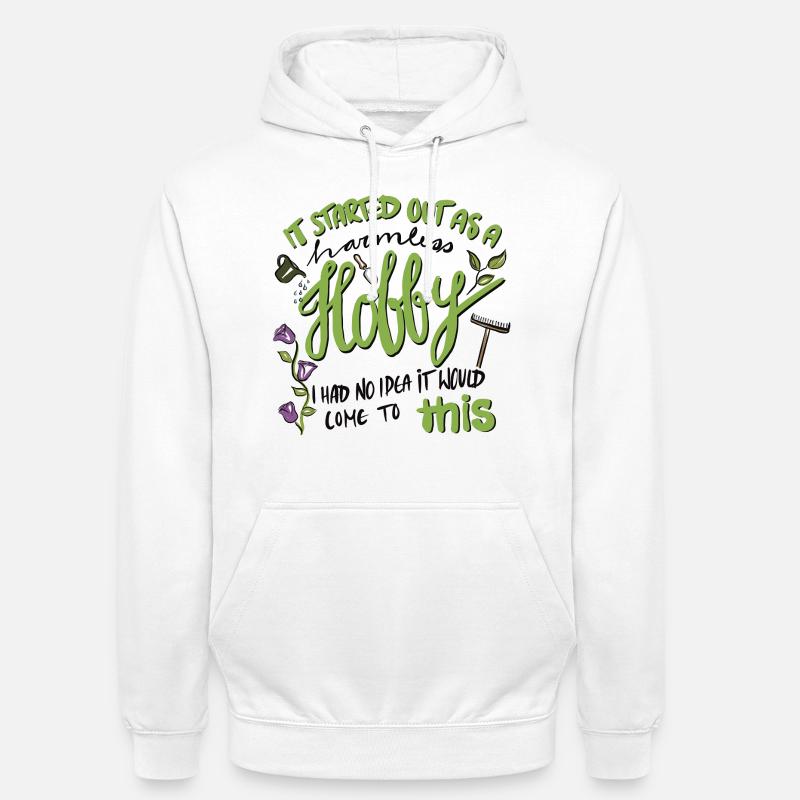 Passionné de jardinage - dessiné à la main - Sweat-shirt à capuche unisexe - blanc