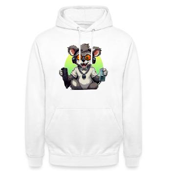 Gamer Koala mit Headset - Unisex Hoodie - Weiß - Vorne - AI Model Male 185 dark (185cm) & AI Model Female 172 dark (172cm)