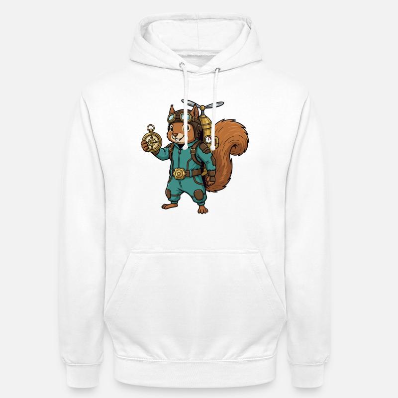 Squirrel Steampunk Aviator Jetpack-Kompass - Unisex Hoodie - Weiß