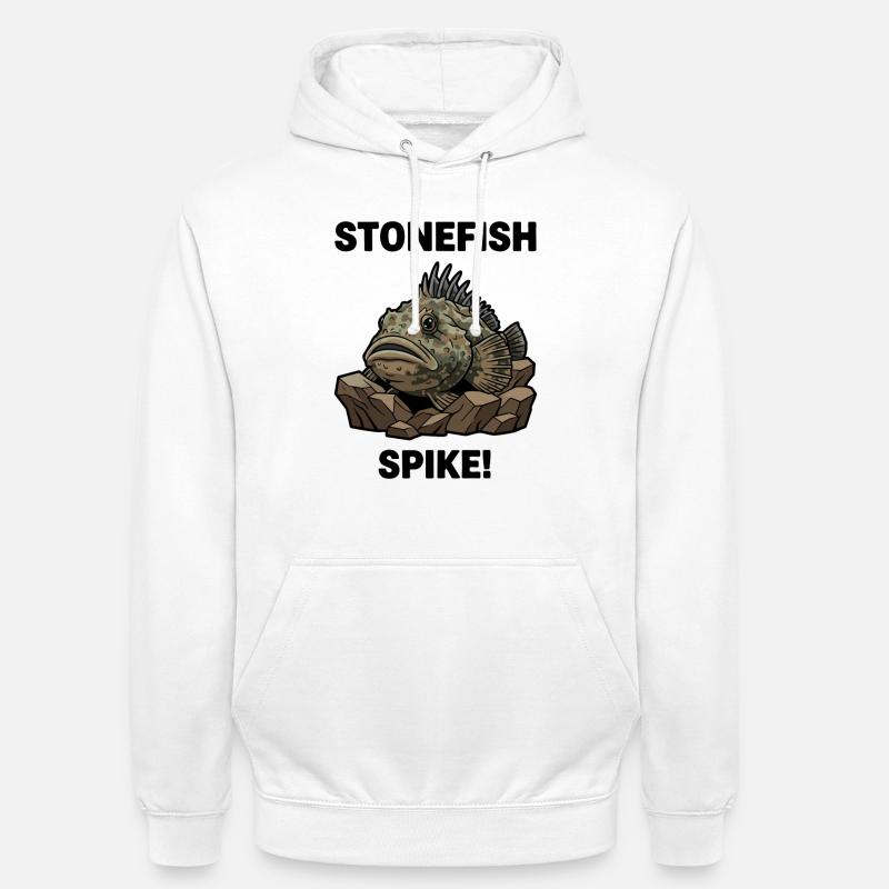 Poisson Pierre Danger Spike Stonefish Noir - Sweat-shirt à capuche unisexe - blanc