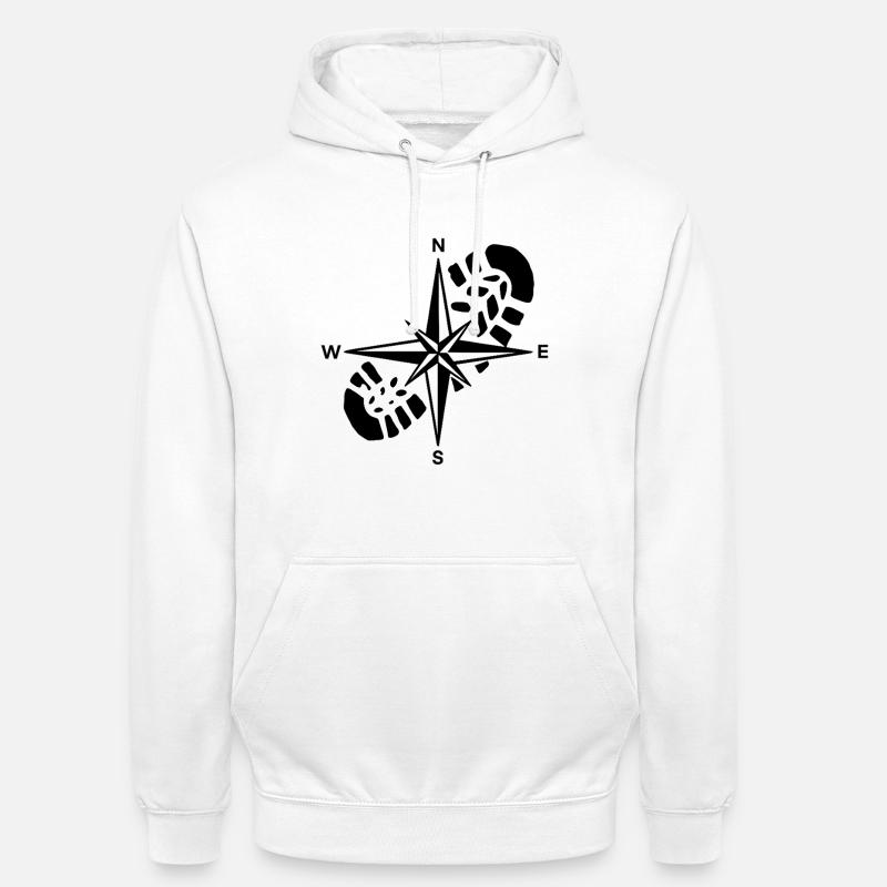 Hiker Compass Wandergeschenk - Unisex Hoodie - Weiß