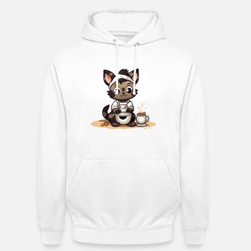 Illustration du chaton cucuinant - Sweat-shirt à capuche unisexe - blanc