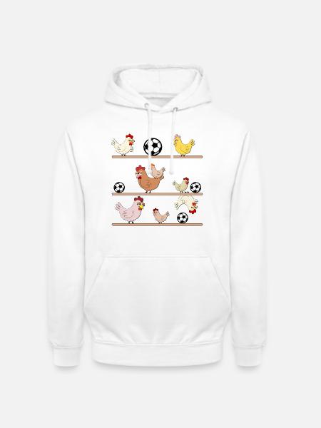 Hühnerstall Hühner Fußball - Unisex Hoodie - Weiß