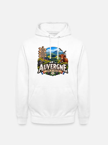 Auvergne – Land der Vulkane - Unisex Hoodie - Weiß