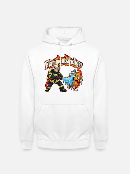 Flammenbändiger – Feuerwehr mit Humor - Unisex Hoodie - Weiß