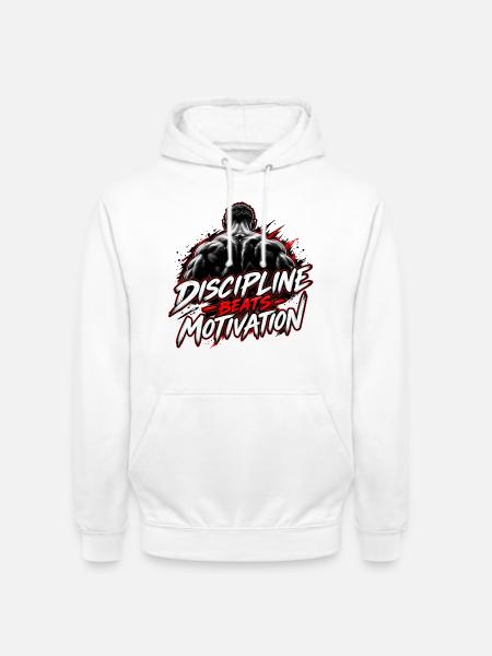 Disziplin Beats Motivation - Unisex Hoodie - Weiß