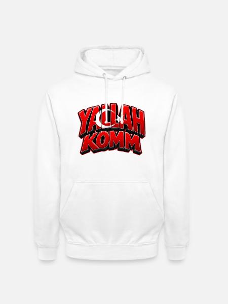 Yallah Komm – Lustiger Statement Spruch - Unisex Hoodie - Weiß