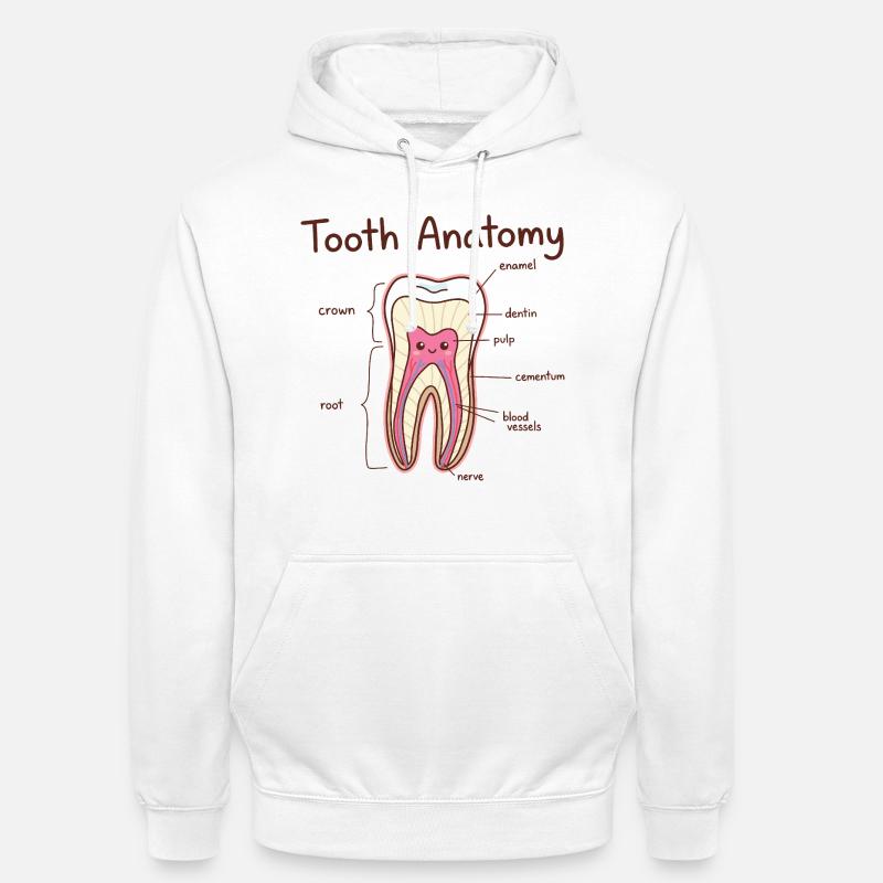 Dentiste assistant dentaire en anatomie dentaire - Sweat-shirt à capuche unisexe - blanc