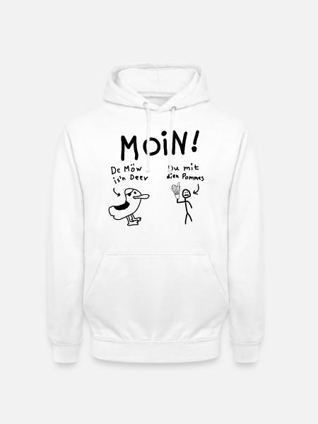 Moin Möwe Pommesdieb Lustig - Unisex Hoodie - Weiß