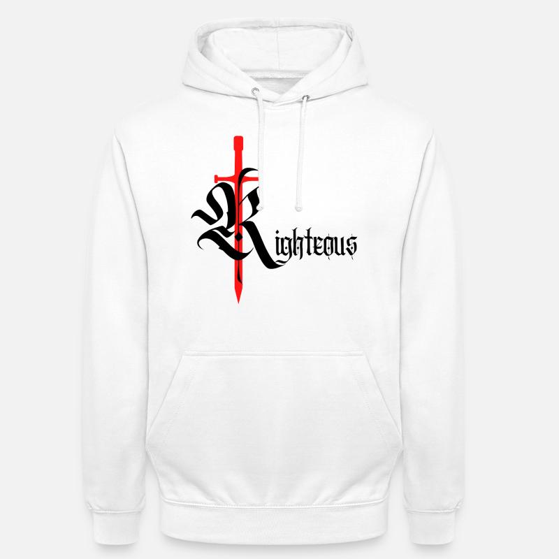 Gothic Righteous Design with Sword with black text - Unisex Hoodie - white